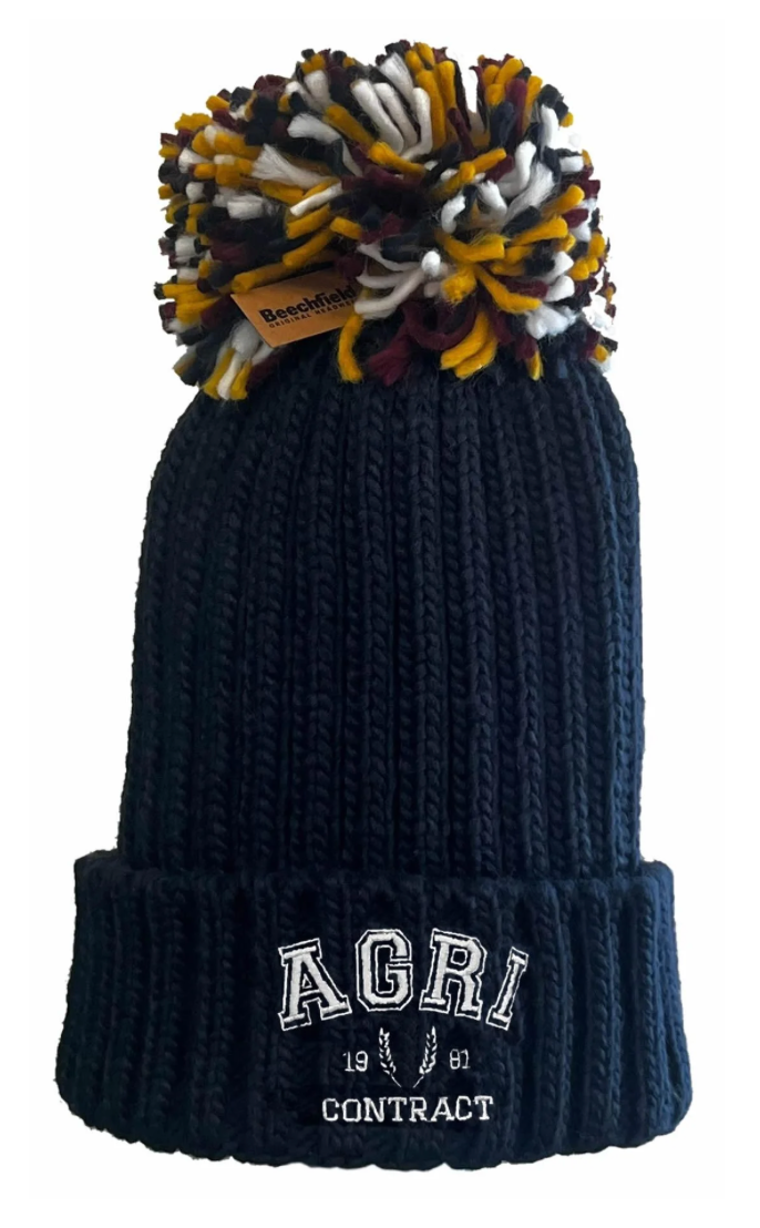 Agri Contract Bobble Hat - Navy/white