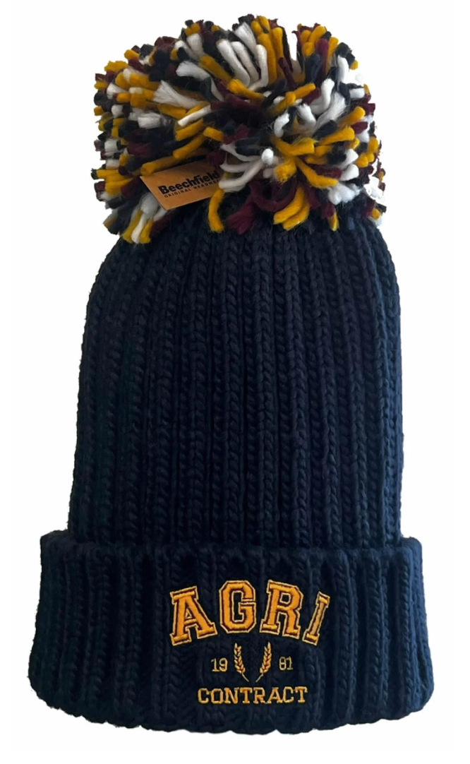 Agri Contract Bobble Hat - Navy/mustard