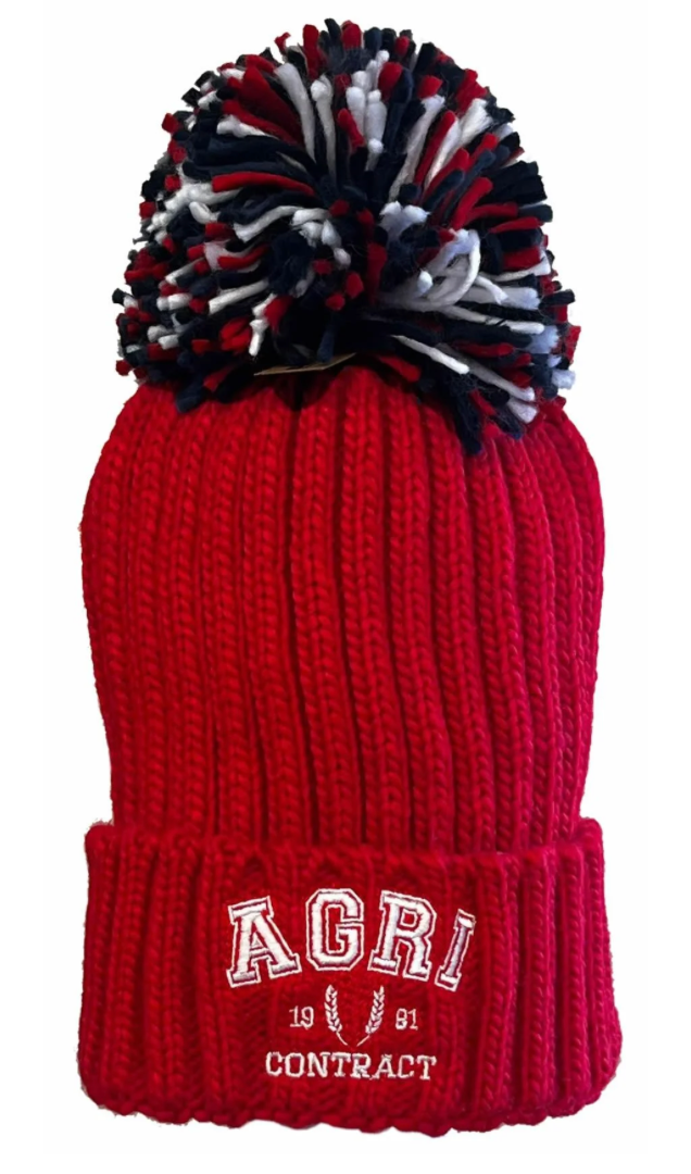 Agri Contract Bobble Hat - Red/white