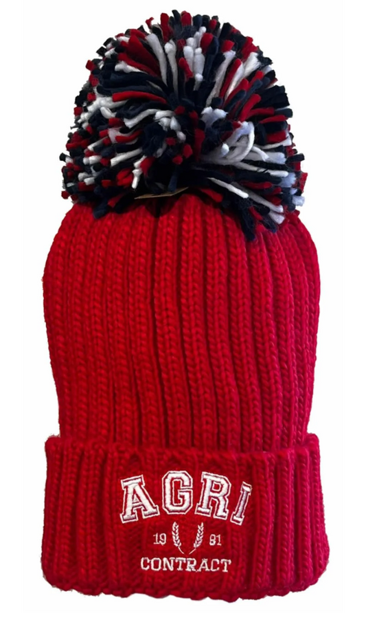 Agri Contract Bobble Hat - Red/white